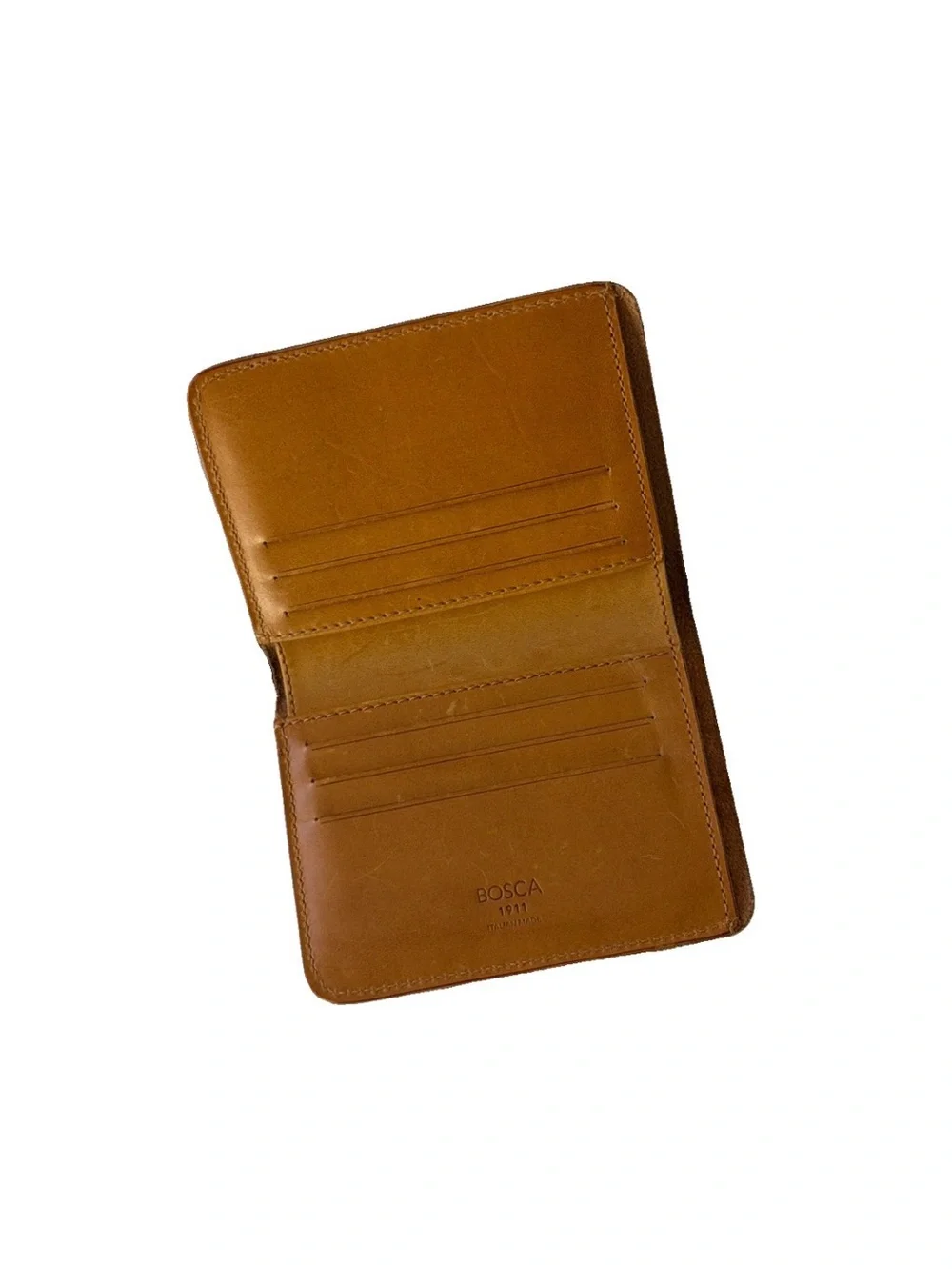 Vintage BOSCA 1911 Roma Italia Small Bifold Wallet in Honey Tan